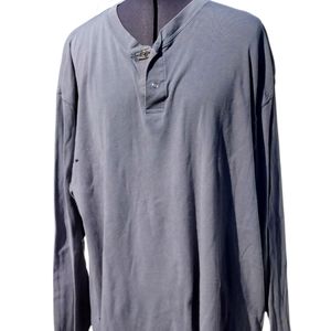 Vintage Sideout polo snap front grey pullover. Long sleeve. L